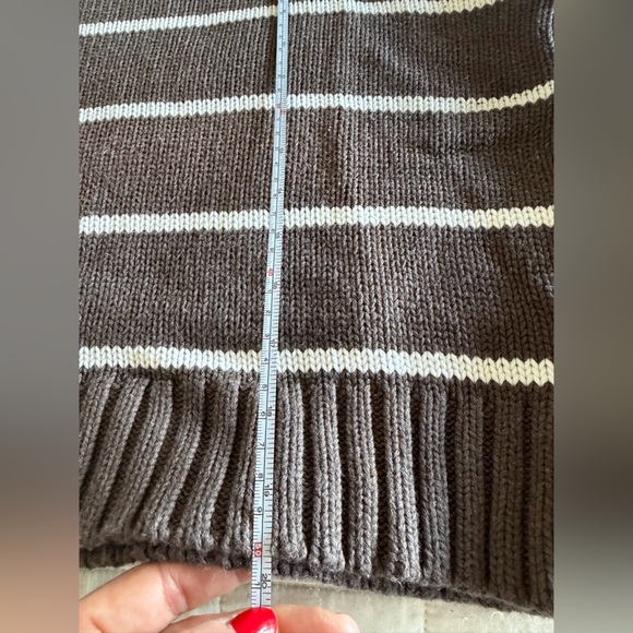 Quince Brown Striped Crewneck Sweater, 100% Organic Cotton - Picture 8 of 9